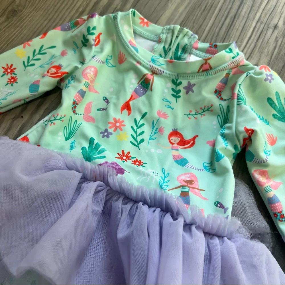 Ruffle Butts Mermaid Princess Tutu Baby One Piece Swimsuit Rash Guard
